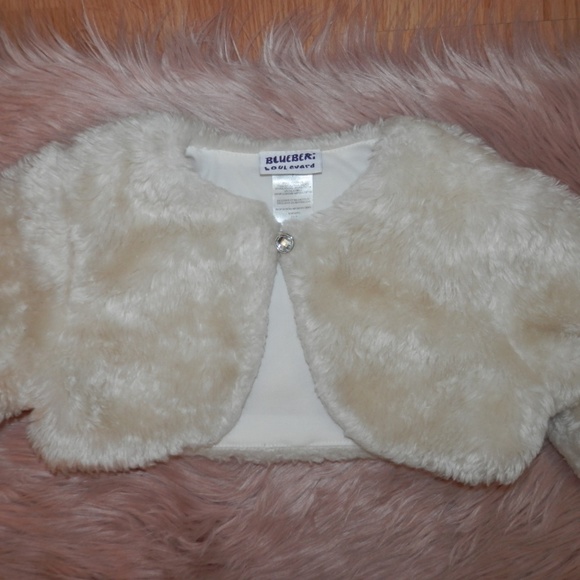 Blueberi Boulevard Girls Size 7 Faux Fur Crop Coat - Picture 2 of 7